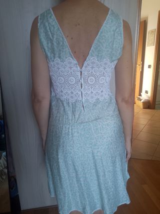 Sottoveste / miniabito verde vintage con pizzo, M