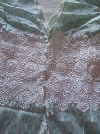 Sottoveste / miniabito verde vintage con pizzo, M