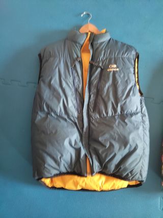 Chaleco Eider azul y amarillo, reversible 