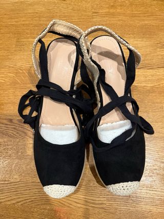 Cuñas esparto negras | 8cm talla 42