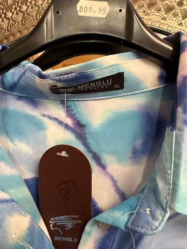 Vestido midi azul y blanco