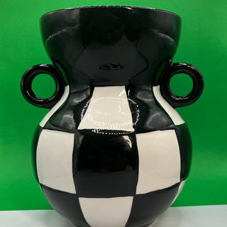 Vaso Ceramica Scacchi B/N