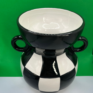 Vaso Ceramica Scacchi B/N