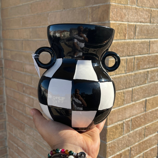 Vaso Ceramica Scacchi B/N