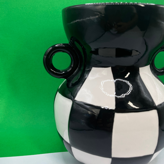 Vaso Ceramica Scacchi B/N