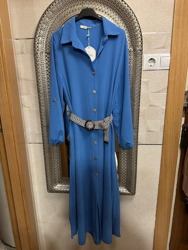 Vestido camisero azul