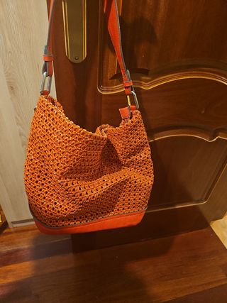 Bolso bandolera tejido rojo