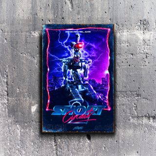 PLACA METALICA CORTOCIRCUITO CARTEL PELICULA CINE