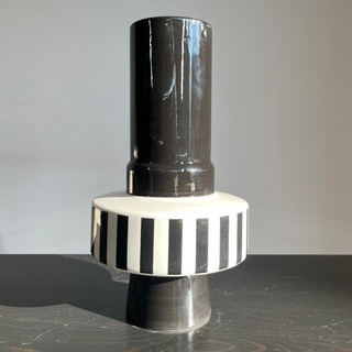 Vaso Ceramica Art Deco bianco/nero