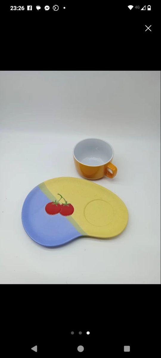 Taza y bandeja | Amarillo y azul