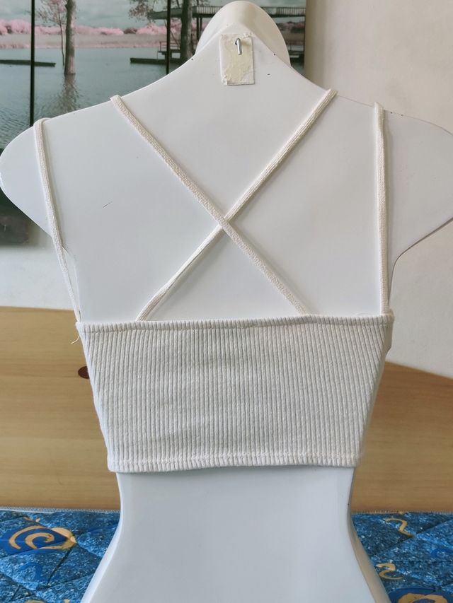 Top crochet Zara blanco roto