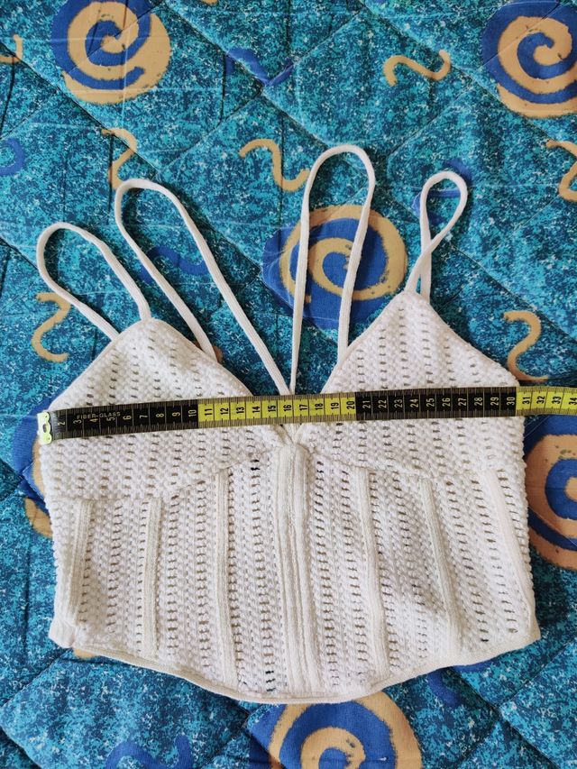 Top crochet Zara blanco roto