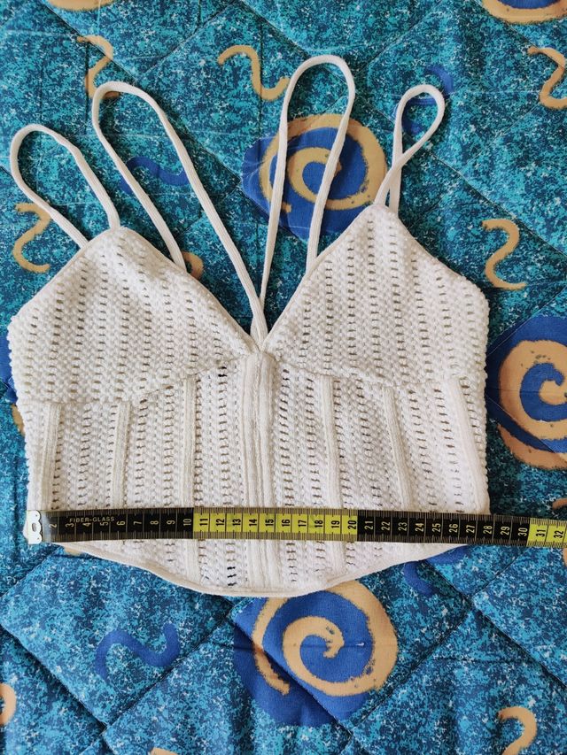 Top crochet Zara blanco roto