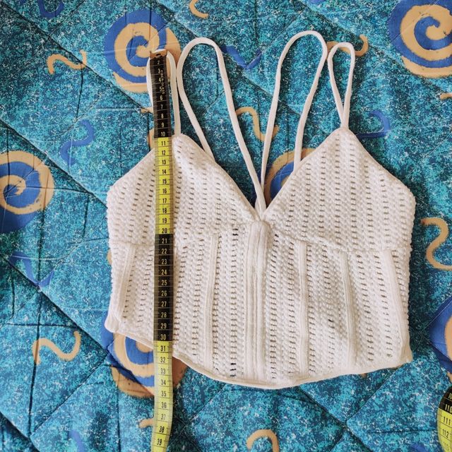 Top crochet Zara blanco roto