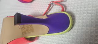 Zapatos salón fiesta naranja-rosa