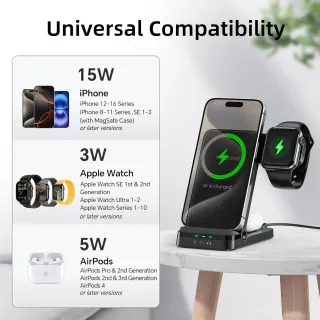Cargador inalámbrico, cargador rápido plegable 3 en 1