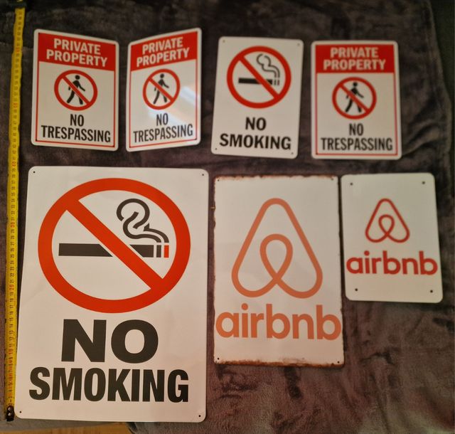 Carteles metálicos Airbnb Prohibido fumar y paso