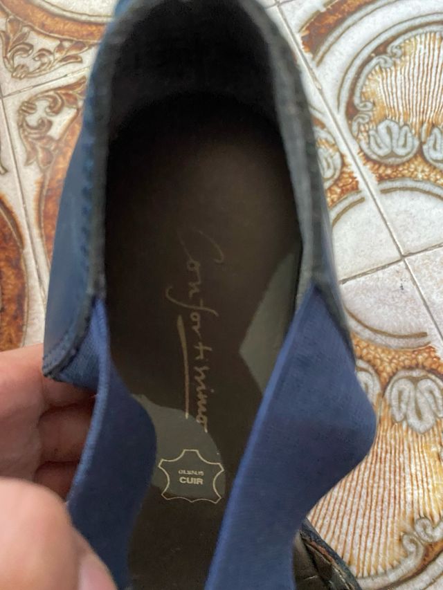 Zapatos cuero azul mujer