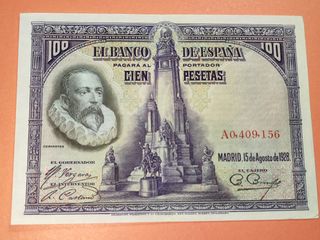 Billete 100 Pesetas de 1928 (Cervantes)... Serie A