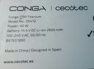 Repuestos Conga 1790 Titanium aspirador robot