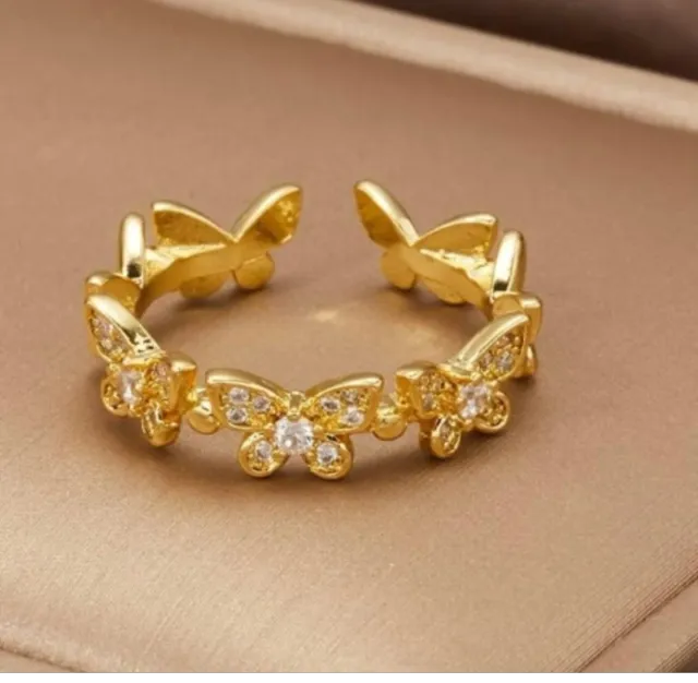 Anillo mariposa dorado ajustable
