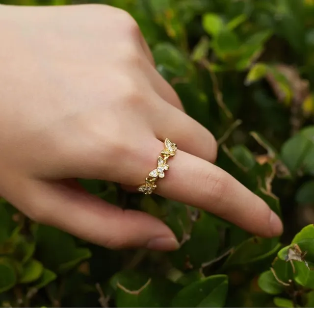Anillo mariposa dorado ajustable