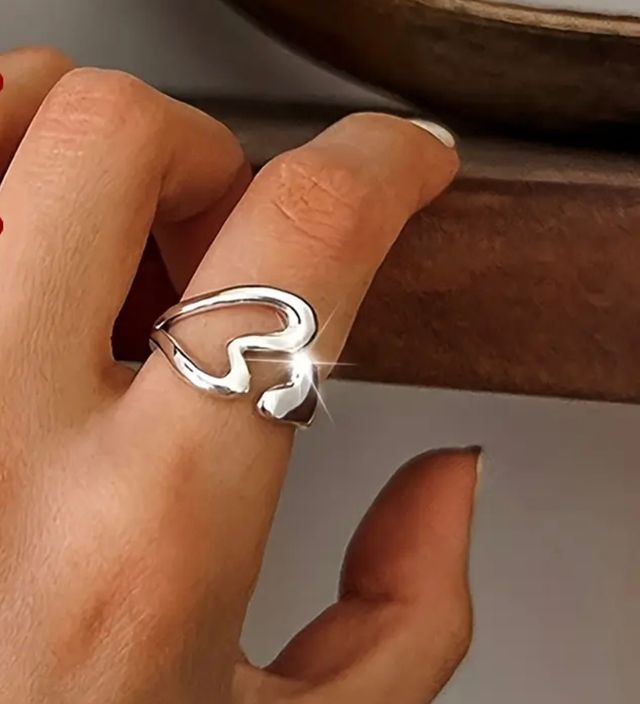 Anillo Plata Ajustable - Diseño Corazón