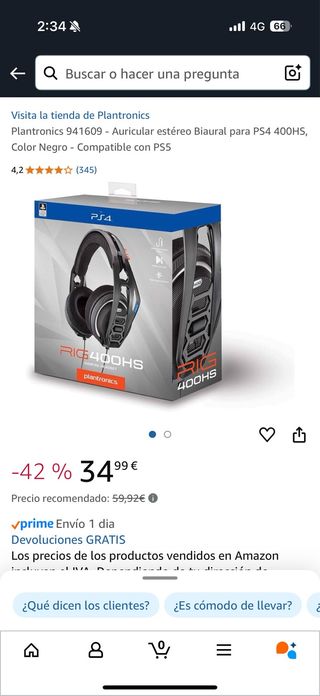 Plantronics RIG 400HS PS4 - Cascos Gaming