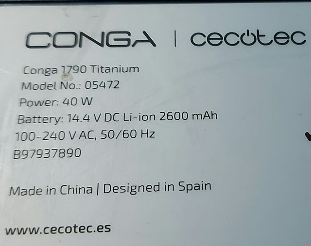 Repuestos Conga 1790 Titanium aspirador