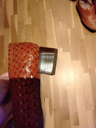 Zapatos MIMA-PIES piel trenzada rejilla camel