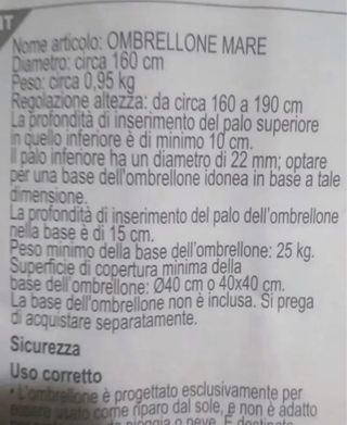 Ombrelloni spiaggia Eurospin - 4 pz 