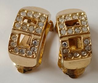 Pendientes Dior Monograma CD dorados con brillante