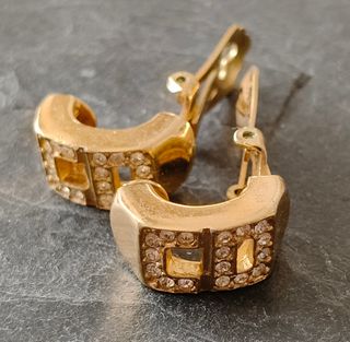 Pendientes Dior Monograma CD dorados con brillante