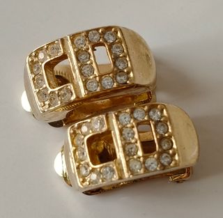 Pendientes Dior Monograma CD dorados con brillante