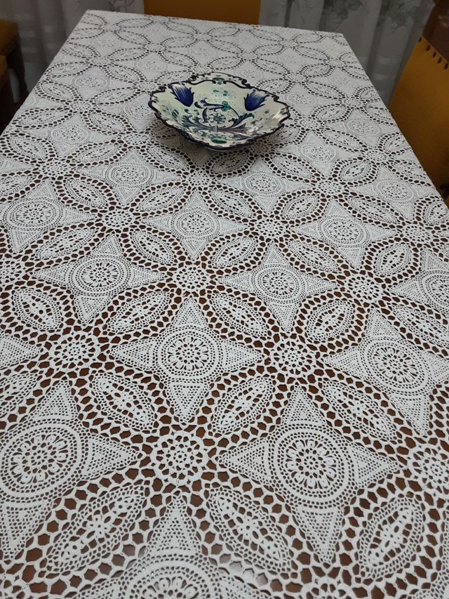 Copriletto uncinetto cotone bianco