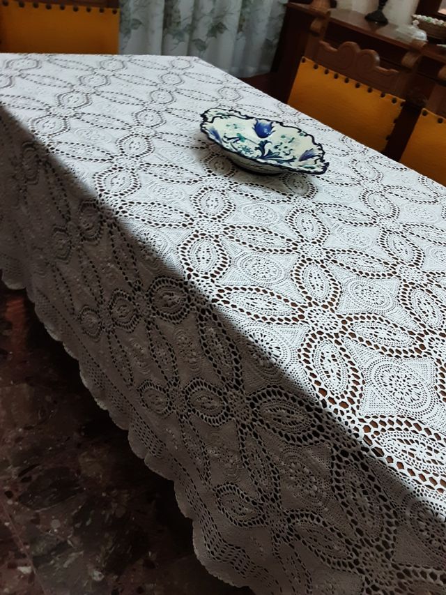 Copriletto uncinetto cotone bianco