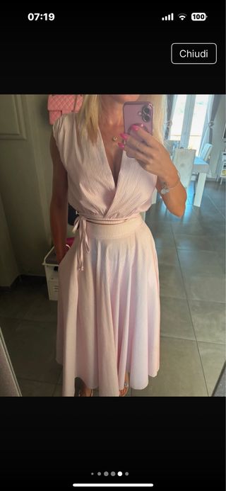 Completo rosa a righe