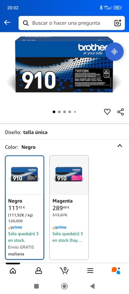 Tóner Brother TN910BK Negro