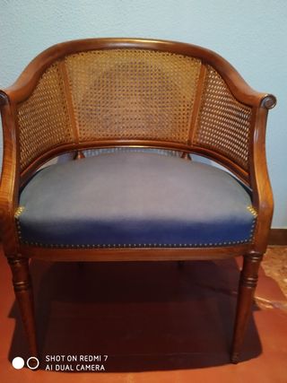 Sillón vintage mimbre y madera