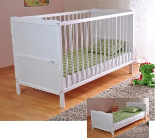 Cuna colecho bebé comvertible en cama blanca + col