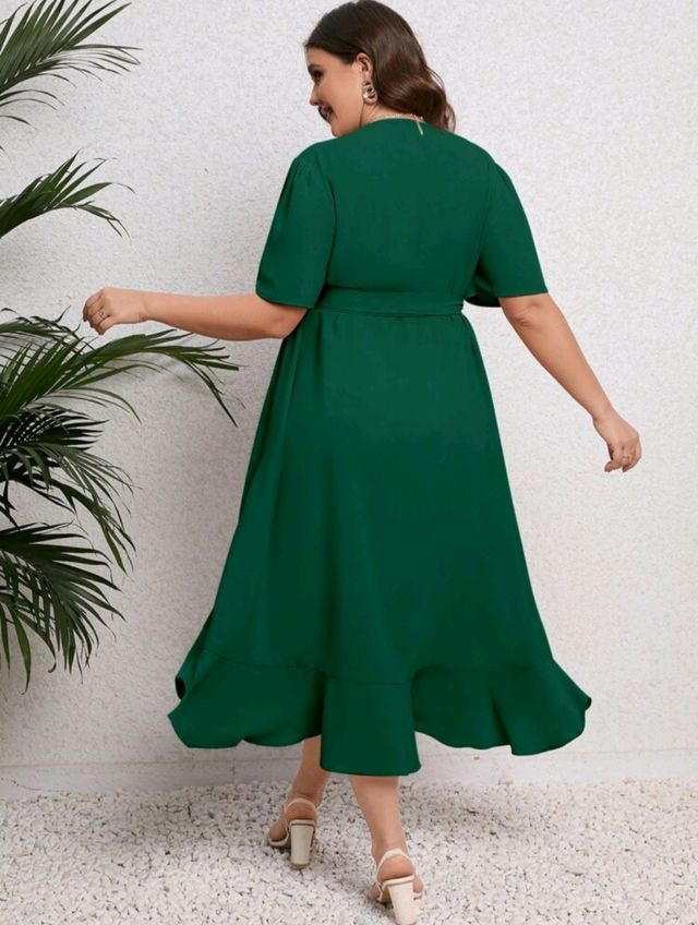 Vestido midi verde cruzadoi
