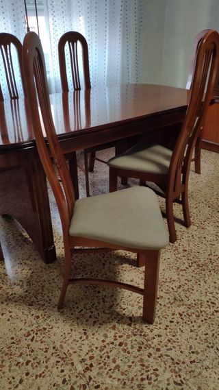 Conjunto Mesa Comedor Madera y 6 Sillas