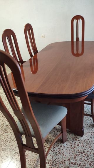Conjunto Mesa Comedor Madera y 6 Sillas