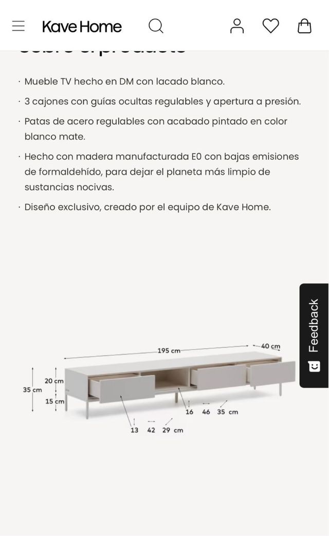 Aparador bajo Vedrana - Beige/Blanco