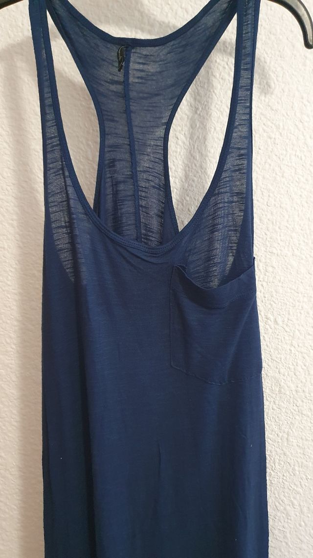 Vestido largo azul marino Stradivarius