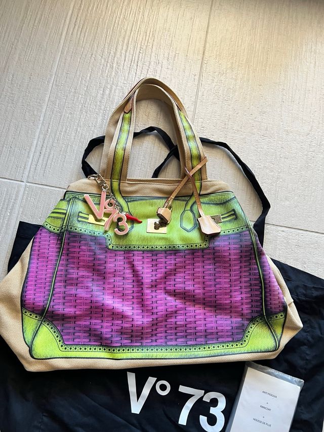 Borsa V73 beige e viola
