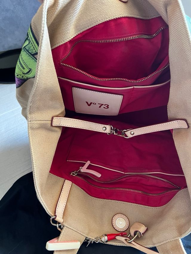 Borsa V73 beige e viola