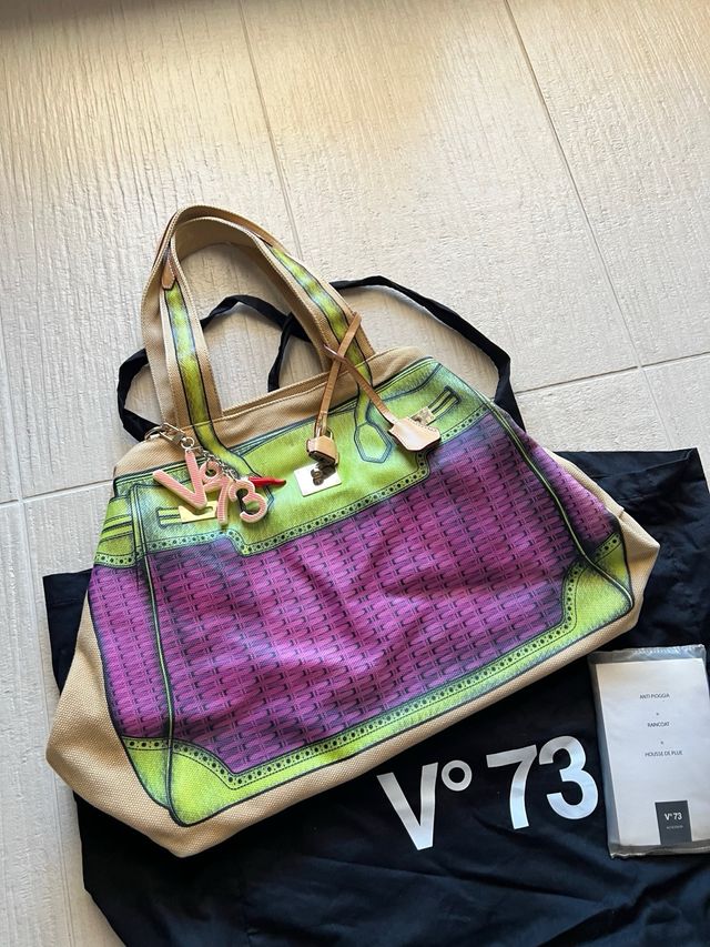 Borsa V73 beige e viola