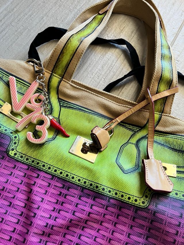 Borsa V73 beige e viola