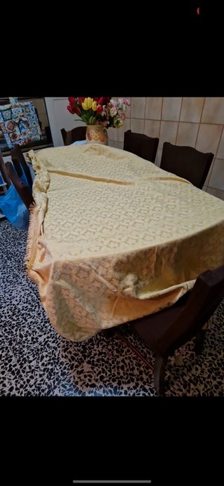 Coprisedie Beige Multicolor (6pz) più tovaglia 